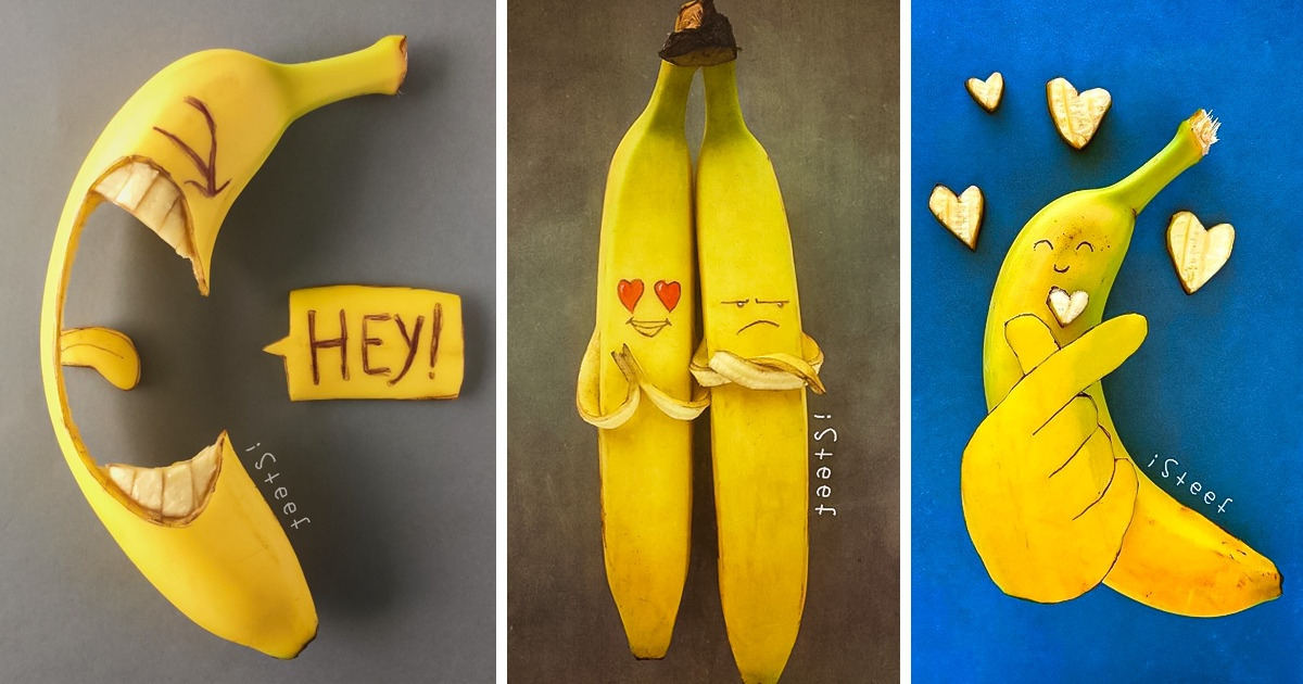 Artysta znalazł sposób, by wyrazić swoją radość życia za pomocą bananów