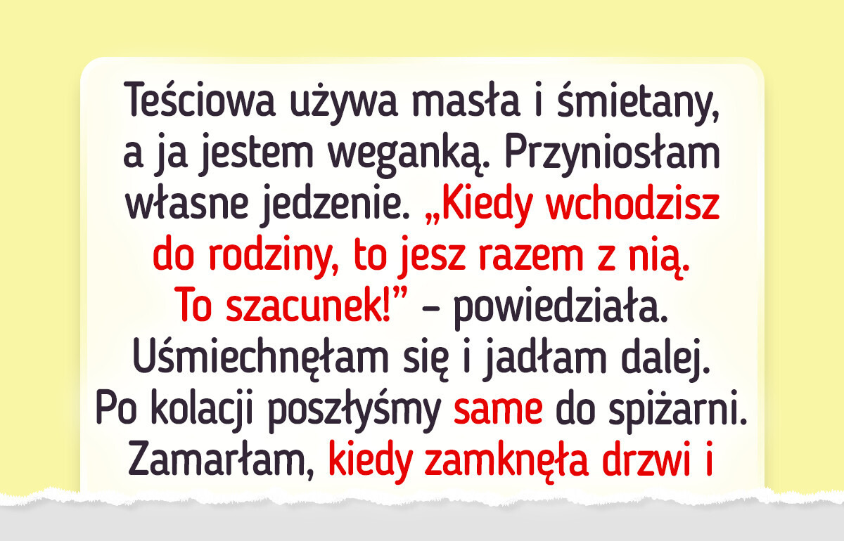 Moje wegańskie jedzenie obraziło teściową — brutalnie się zemściła