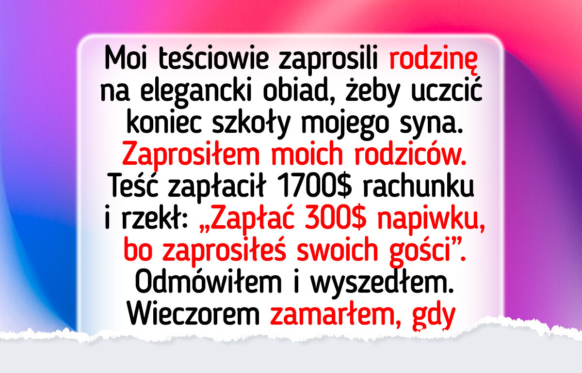 Nie zapłacę 18% napiwku, bo zostałem tu zaproszony