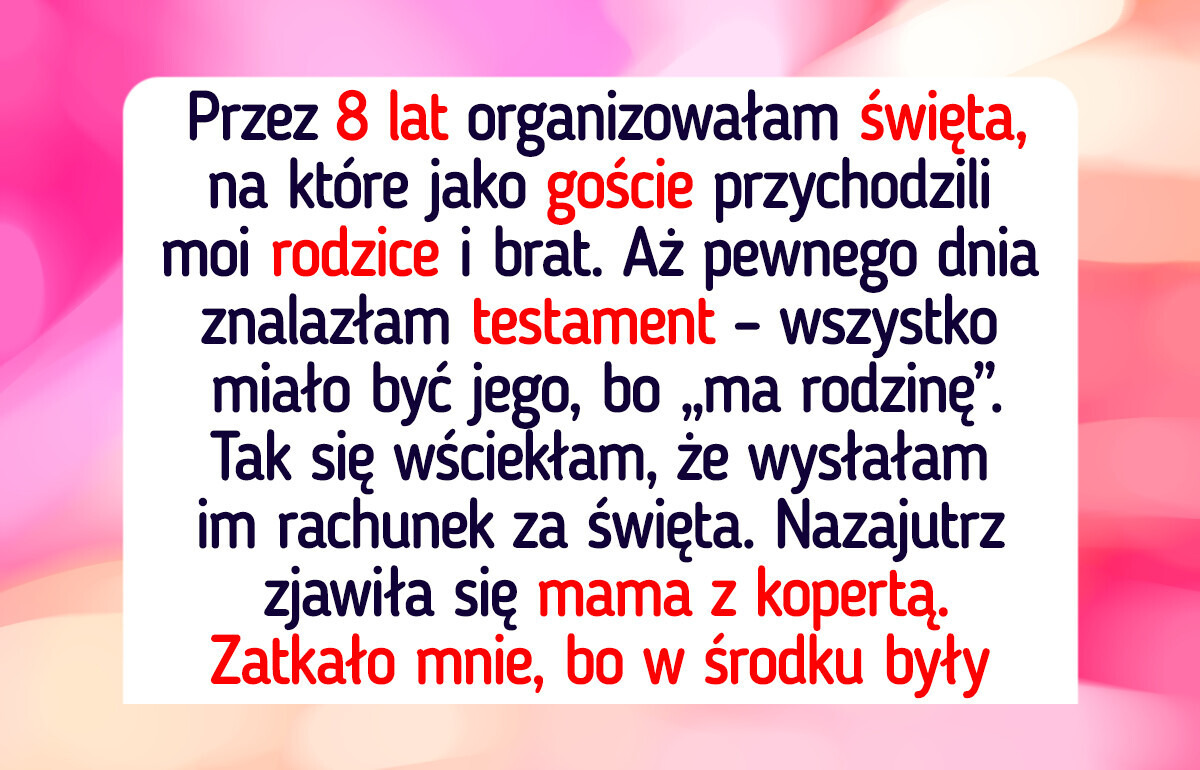 Rodzice pozbawili mnie spadku, dlatego nie zamierzam już urządzać świątecznej kolacji za darmo