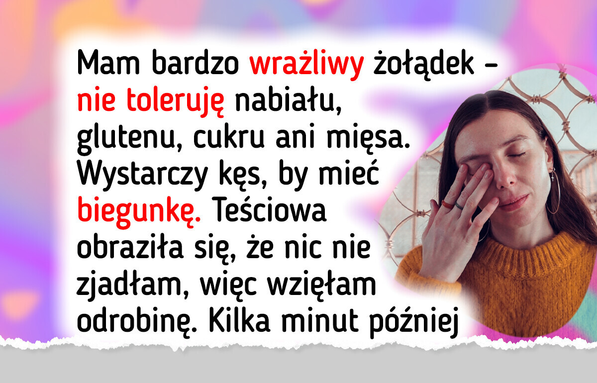 Teściowie zmusili mnie do jedzenia, którego nie trawię — skończyłam w tarapatach