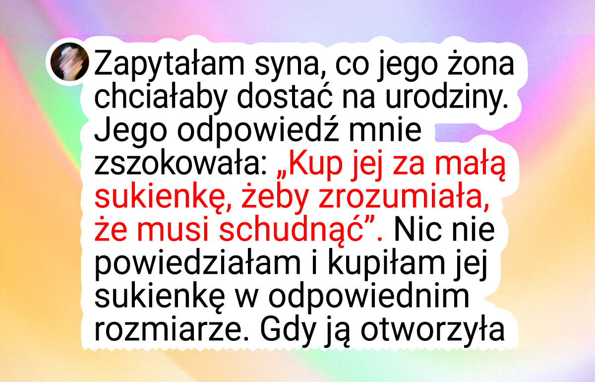 Kupiłam synowej sukienkę w odpowiednim rozmiarze. Syn wpadł w szał
