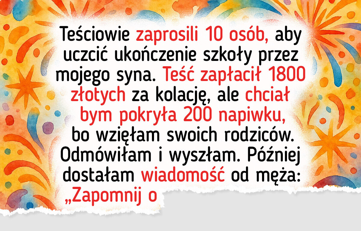 Teściowie zorganizowali kolację i chcieli bym zapłaciła napiwek. Tak być nie może Teściowie zorganizowali kolację i chcieli bym zapłaciła napiwek. Tak być nie może