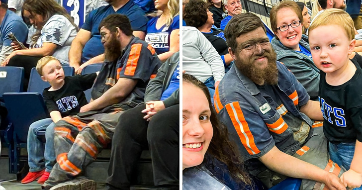 Tata poszedł na mecz z synem, zanim zdążył się umyć po zmianie w kopalni. I natychmiast stał się gwiazdą internetu