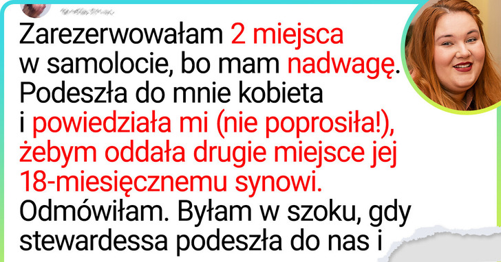 Kobieta próbowała wykraść moje miejsce w samolocie dla swojego syna. Zaprotestowałam