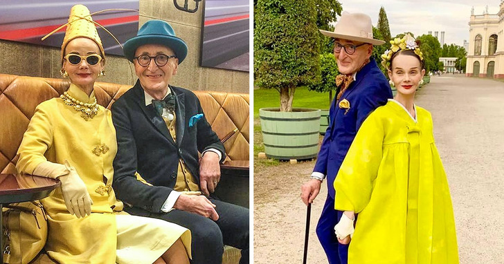 Para seniorów, która swoimi eleganckimi strojami przyćmiewa kreacje z wybiegów mody