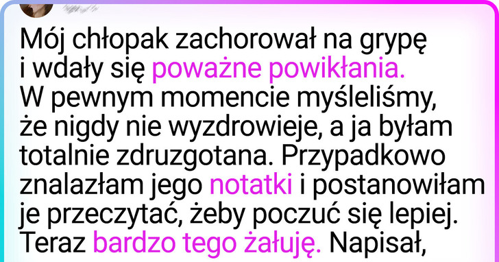 Przeczytałam intymne zapiski mojego chłopaka, bo myślałam, iż nie wyzdrowieje