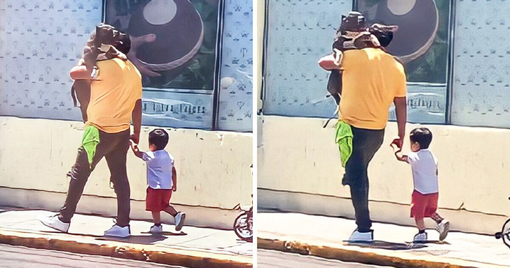 Ojciec przedkłada dobro psa nad syna: woli nosić zwierzę zamiast dziecka