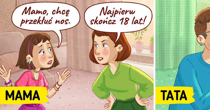 14 trafnych komiksów, które pokazują, iż mama i tata czasem wychowują dzieci inaczej, ale z taką samą miłością
